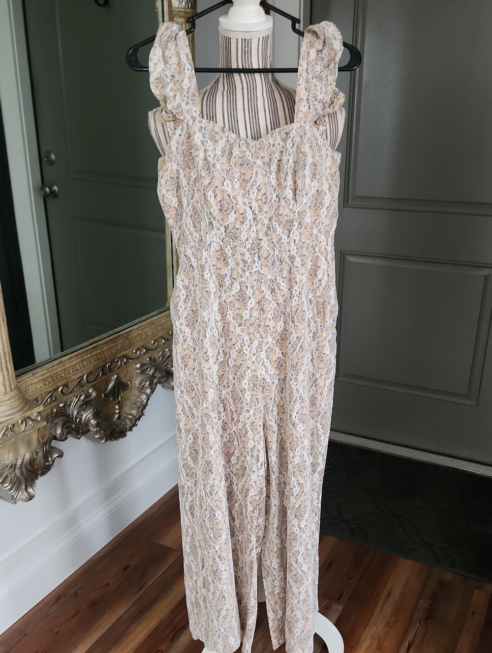 Just Me Floral Lace Sleeveless Jumpsuit with Ruffled Straps